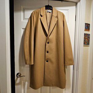 Like New VINCE Men's Mid-Length Camel Overcoat Wool/Cashmere Blend Mens XXL